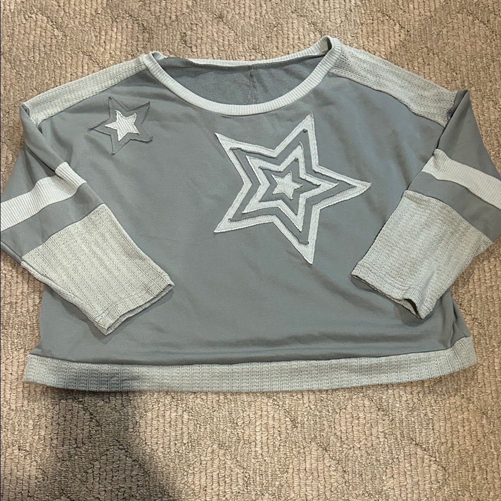 Angry Minnow Star Embellished Green Women's Sweatshirt - Picture 2 of 7